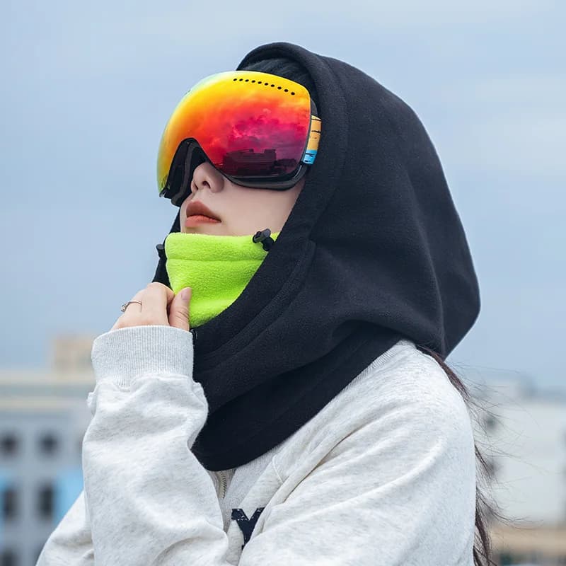 Talven tuulenpitävä lämpö fleece-pipo ja huivi